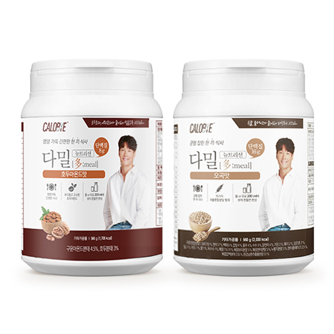 (로켓배송)칼로바이 다밀 뉴트리션 대용량 식사대용 단백질쉐이크 오곡맛 560g + 호두아몬드맛 560g, 1세트 추천해요