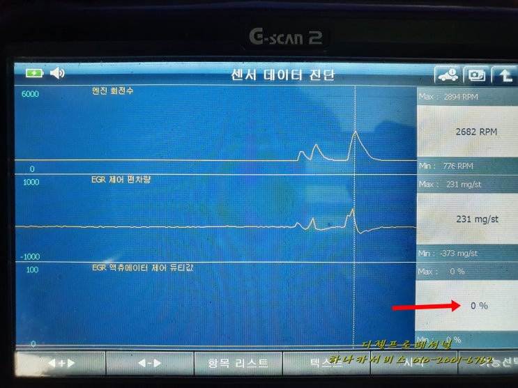 스포티지엔진체크등, 출력저하, egr교체 및 카본크리닝