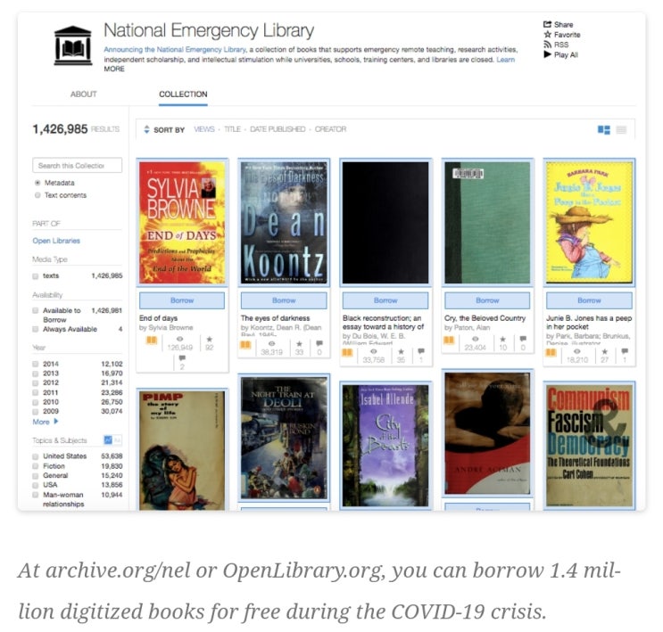 미국 National Emergency Library (by Internet Archive)