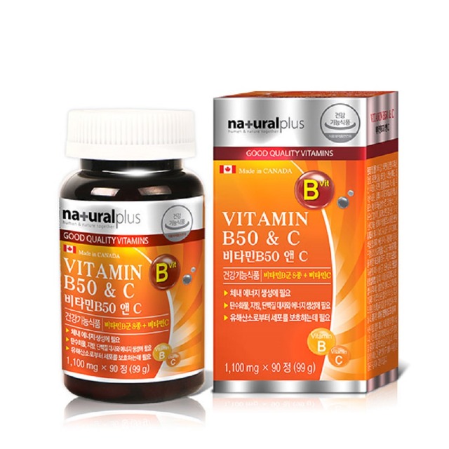 네츄럴플러스 비타민B50 앤C 비타민C 수용성 멀티 종합 복합 기능성 활력 필수 영양소 1 100mg x 90정, 단일상품 추천해요