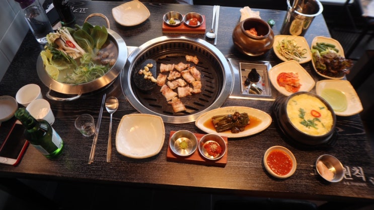  영종 하늘도시 맛집 고기원칙 숙성 삼겹살 존맛 조개탕이 서비스
