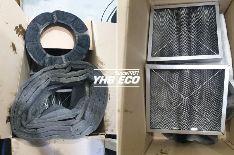 YHB Oil Mist Collector Filters_Dirty: Pre-Replacement