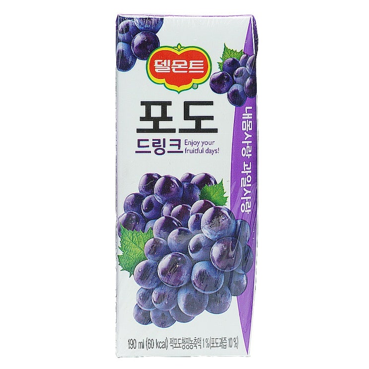   [핫딜정보] 포도주스 [ 롯데칠성 델몬트포도 190ml 팩 24개입 ]
