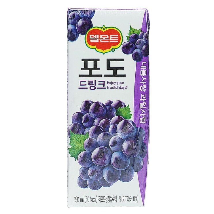  [핫딜정보] 포도주스 [ 롯데칠성 델몬트포도 190ml 팩 24개입 ]