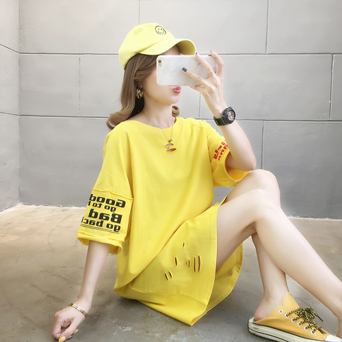  [찬스] 뿌니랜드 여성 봄 롱 원피스 백예린 현아 손예진 한예슬 냉장고 원피스반팔 원피스 여름 루즈핏 캐주얼 파공 원숙풍에-10282 특템해요! 