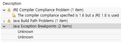 이클립스 Eclipse 오류해결: The compiler compliance specified is 1.6 but a JRE 1.8 is used 이클립스 Eclipse 오류해결: The compiler compliance specified is 1.6 but a JRE 1.8 is used