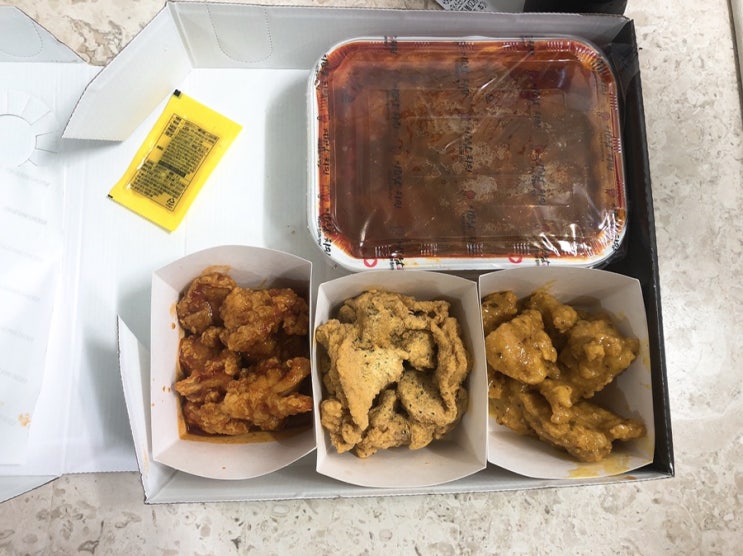  울산 동구 치킨 치요남 치킨 패밀리 반반반세트 (1~2인용) 순살 매운양념+치링클+허니타드 치즈볼추가 떡볶이 먹어봤어요!