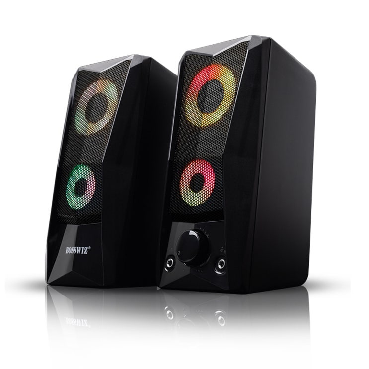  보스위즈 RGB LED 2채널 유선 USB 게이밍 스피커, T-NEON Gaming Speaker, 혼합색상