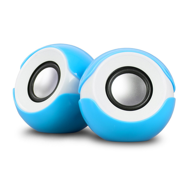  BLUE MORE 멀티미디어 스테레오 미니 스피커, BS-2020U, 화이트 + 블루