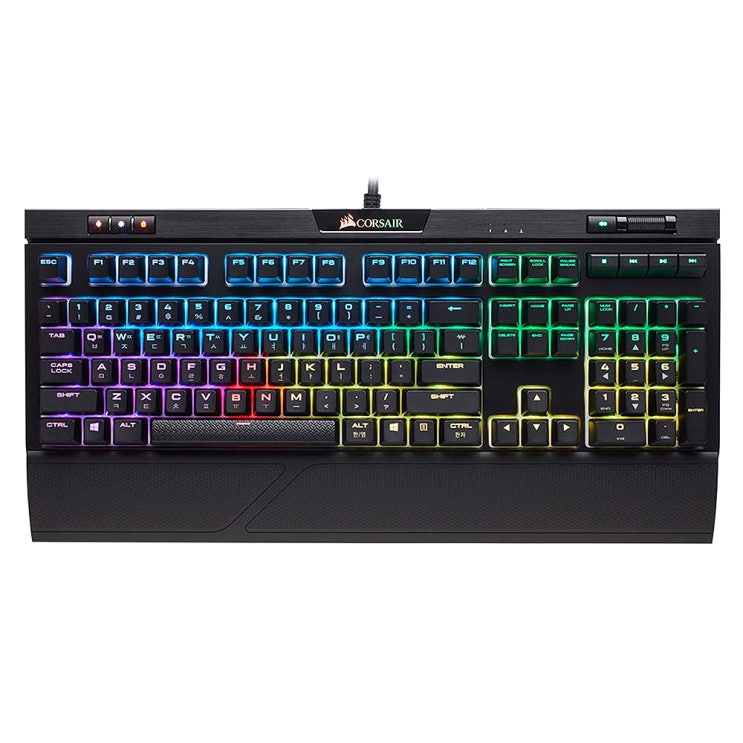 커세어 무소음 적축 기계식 유선키보드, STRAFE RGB MK.2 MX SILENT, 혼합 색상
