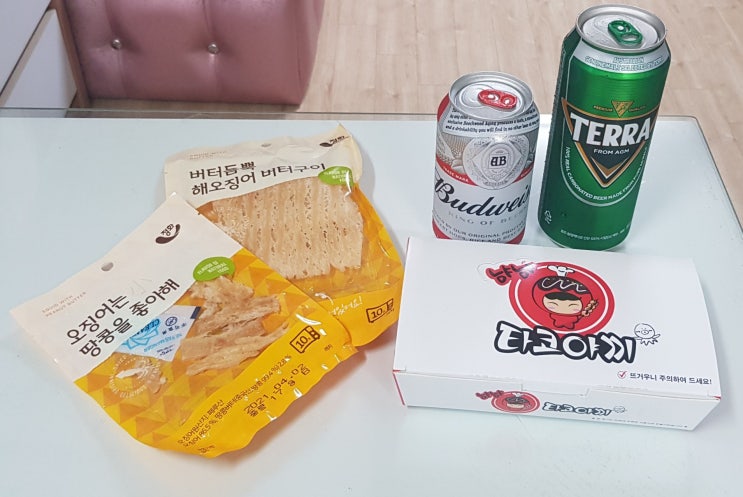 밤에 간단한 맥주 한잔! GS편의점, 캔맥과 오징어 + 타코방, 타코야키로 안주파티