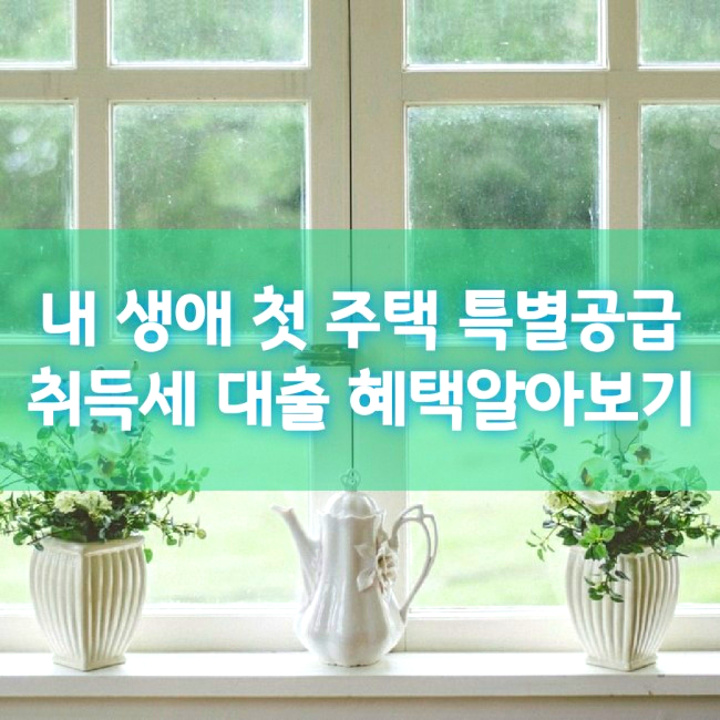  내생애 첫주택 생애최초 특별공급, 취득세 대출조건완화 알아보기
