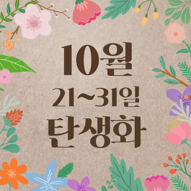  [10월 탄생화 21~31일] 꽃말과 저작권 프리 사진 : 21일, 22일, 23일, 24일, 25일, 26일, 27일, 28일, 29일, 30일, 31일