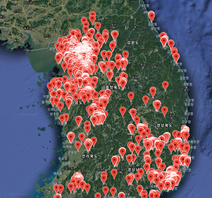 전국 코로나 지도