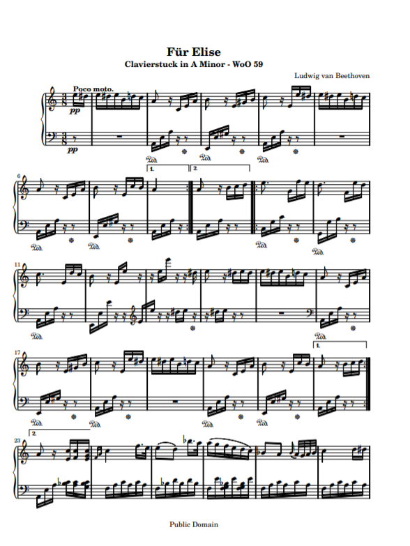 [Beethoven] 엘리제를 위하여 (피아노악보 다운) : 네이버 블로그