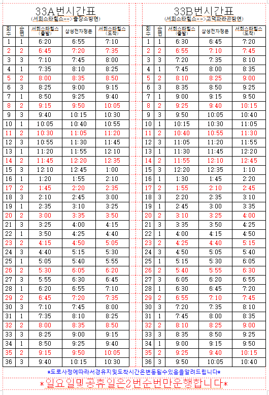  평택고덕버스 노선시간 고덕신도시 33번 버스 서정리역 경유(파일)