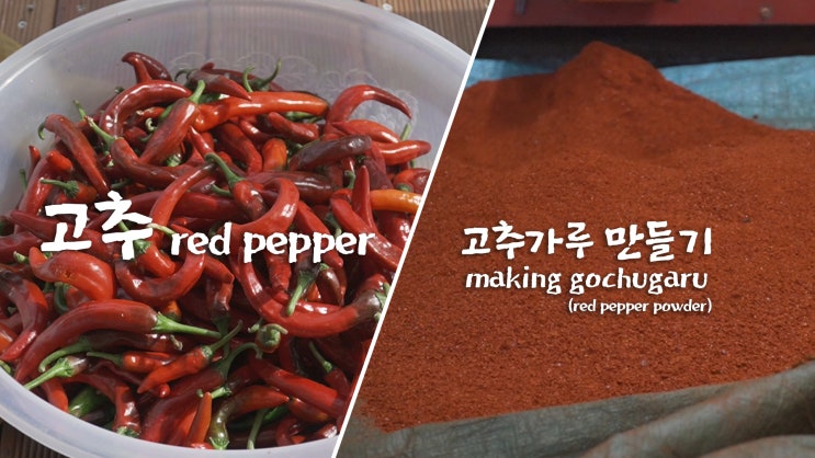  시골 방앗간에서 고추가루 만들기