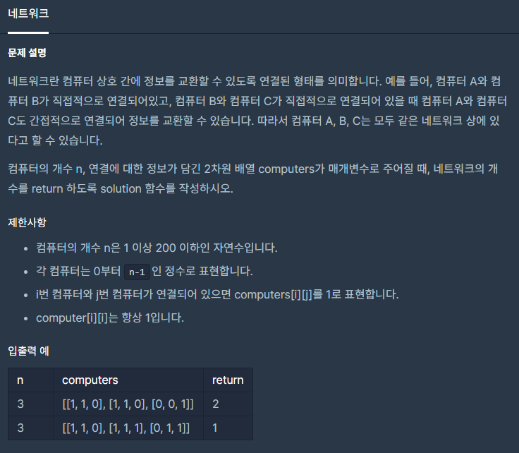 프로그래머스 코딩테스트: 네트워크 // C++ // DFS 프로그래머스 코딩테스트: 네트워크 // C++ // DFS