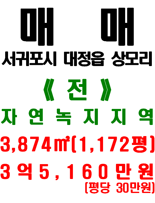  서귀포시 대정읍 상모리 현장감 좋은 제주 농사용 토지 매매(매물번호 499)