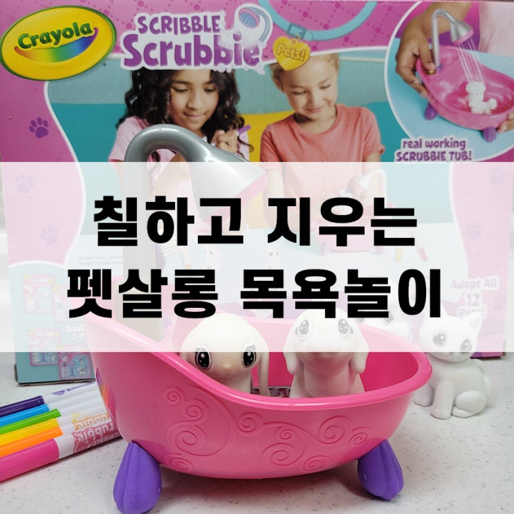  크레욜라 칠하고 지우는 펫살롱 목욕놀이 생일선물 후기