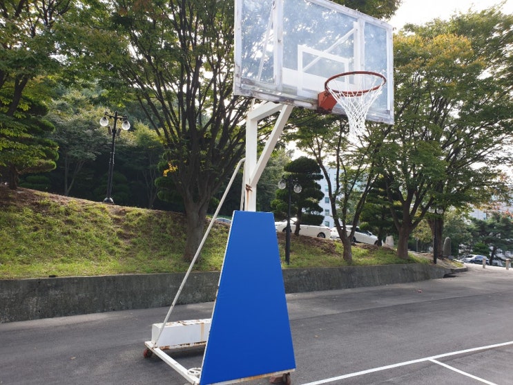  oo학교 농구대 보호대 교체 작업