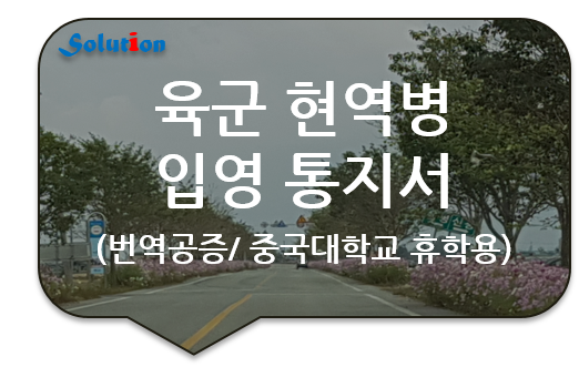 육군 현역병 입영 통지서 번역공증 [군 입대 입영통지서 번역공증 대행]