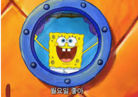  내일은 월요일. 스폰지밥이 생각난다.