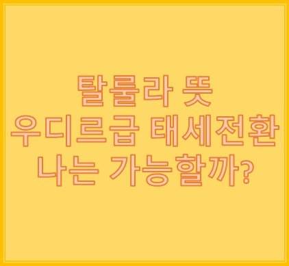 탈룰라 뜻 우디르급 태세전환 미리 알고 예방하자 탈룰라 뜻 우디르급 태세전환 미리 알고 예방하자