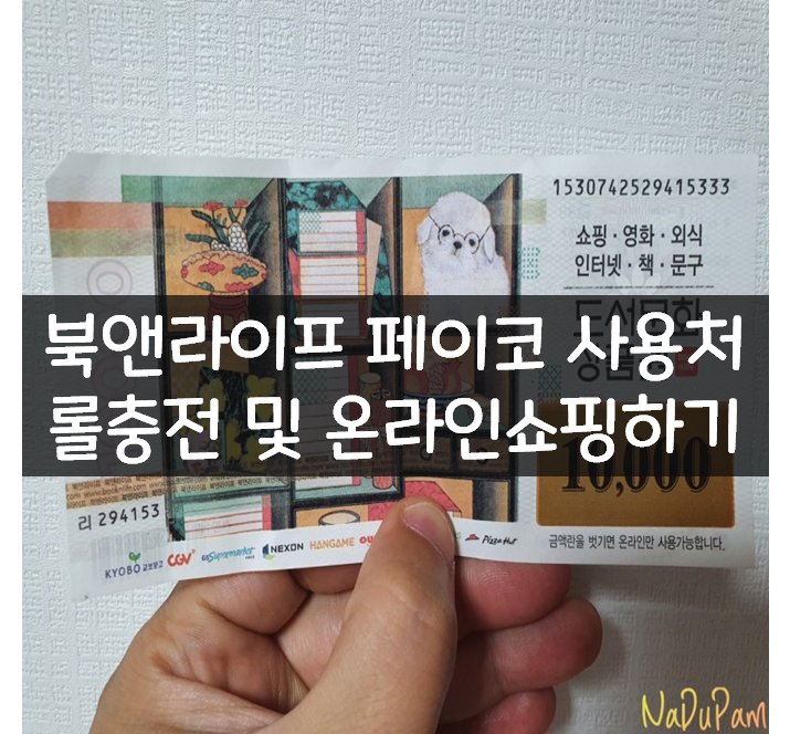  북앤라이프 페이코 사용처 롤충전 및 온라인쇼핑하기