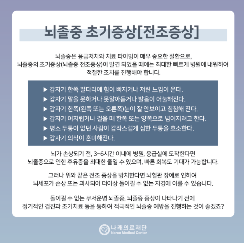 뇌졸중 검사와 전조증상, 예방방법을 알아보자! 포항시티병원 포항병원 코로나후유증 중풍