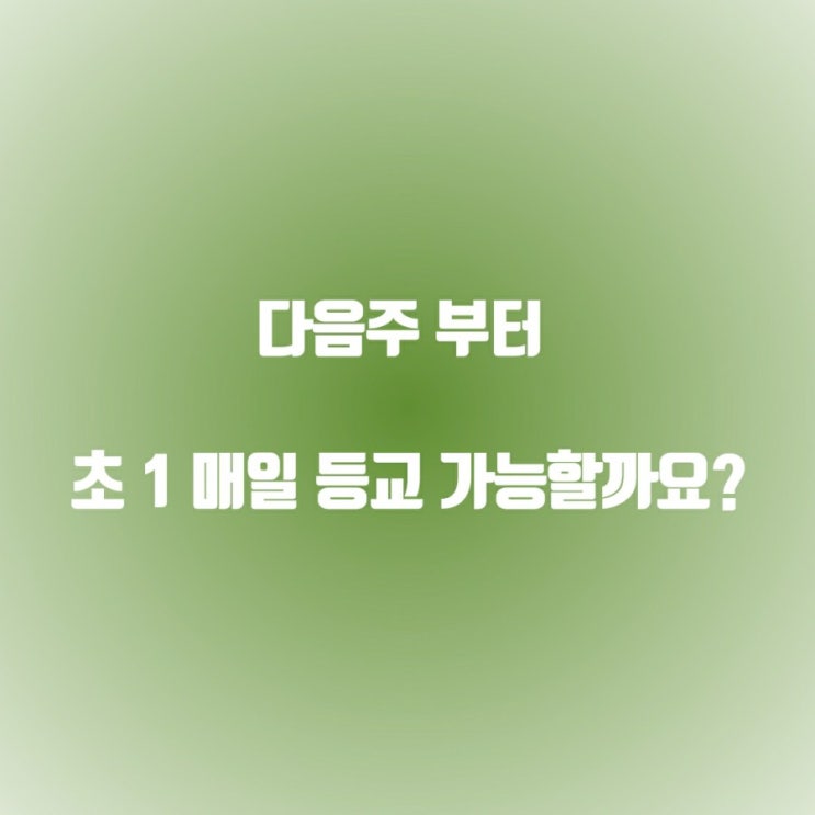  초1 매일등교 가능할까요