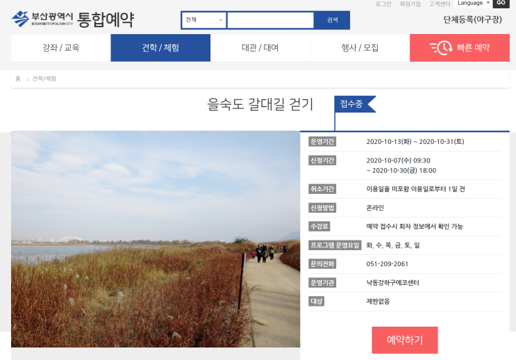 [을숙도 생태공원 갈대길걷기] 핑크뮬리가 생태계 위협식물? 그럼 갈대길 걸으면 되지요!(코로나한정 프로그램/부산 명지 가볼만한 곳)