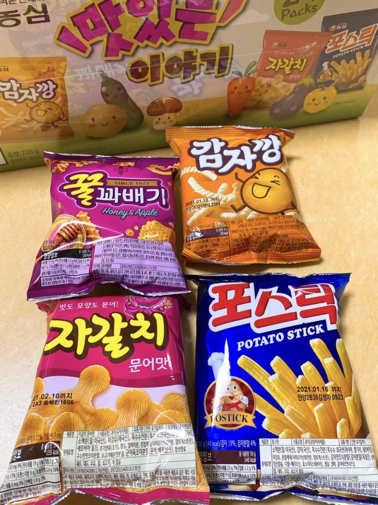 농심 맛있는 이야기 버라이어티24팩 (꿀꽈배기, 감자깡, 자갈치, 포스틱)