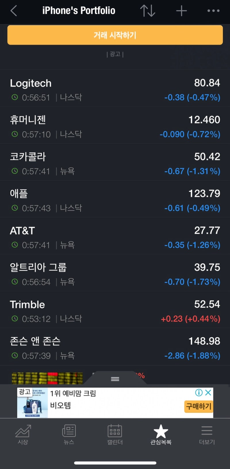 미국 주식(나스닥) 시간외거래(장전거래) 실시간거래 확인용 어플 인베스팅닷컴(investing.com) : 네이버 블로그