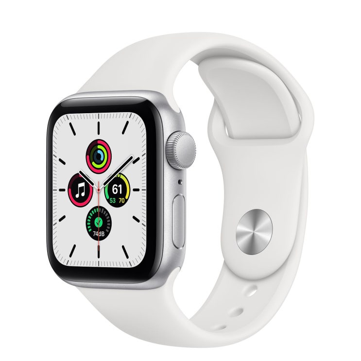  Apple 2020년 애플워치 SE GPS 40mm 레귤러, 실버 알루미늄(케이스), 화이트(스포츠 밴드)