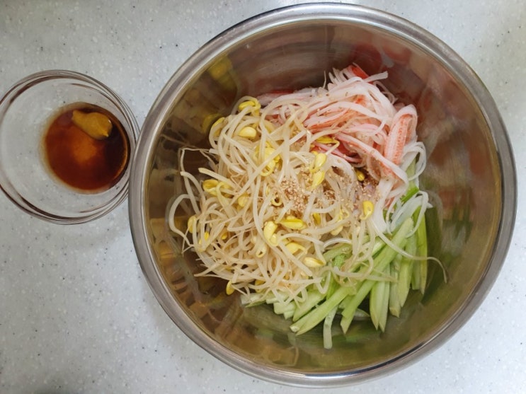  콩나물 맛살 겨자 냉채
