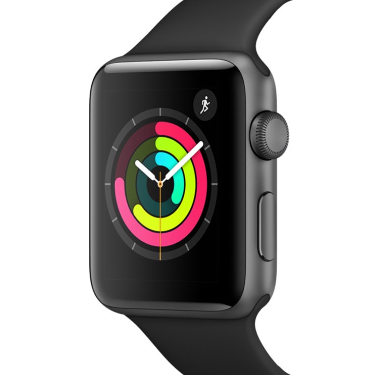  Apple 애플워치3 GPS 42mm + 알루미늄 케이스, MTF32KH/A, 스페이스그레이(MTF32KH/A), 블랙(밴드)