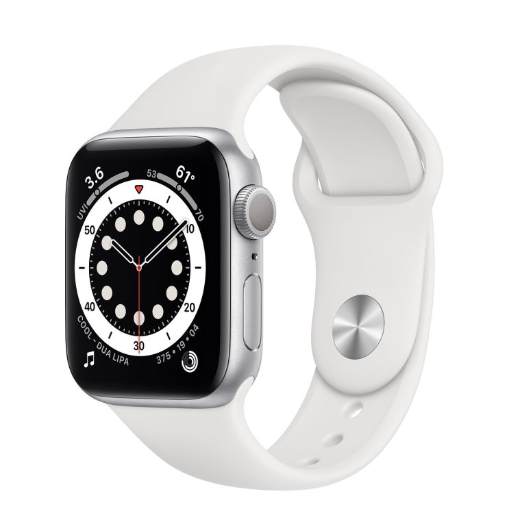 Apple 2020년 애플워치 6 GPS 40mm 레귤러, 실버 알루미늄(케이스), 화이트(스포츠 밴드)