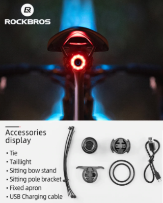  ROCKBROS 자전거 미등 / 야간 표시등 / 스마트 센서 LED 라이트 야간 라이딩용 지능형 라이트_알리 