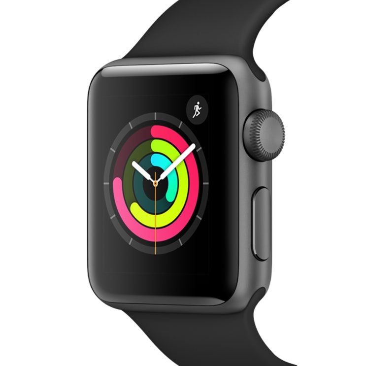 Apple 애플워치3 GPS 38mm + 알루미늄 케이스, 스페이스그레이(MTF02KH/A), 블랙(밴드)