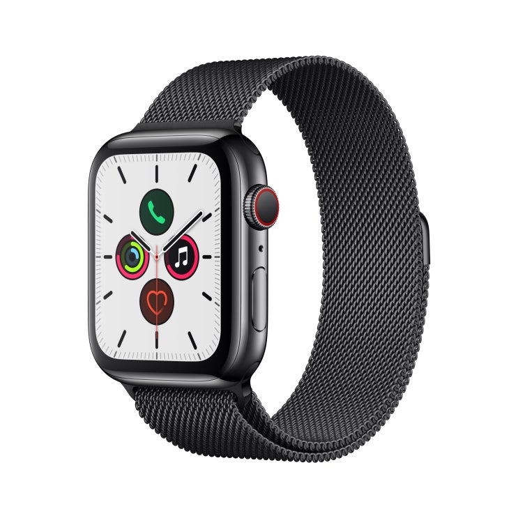  Apple 애플워치5 GPS + 셀룰러 44mm 밀레니즈 루프 + 스테인리스스틸 케이스, 스페이스 블랙(MWWL2KH/A), 스페이스 블랙(루프)