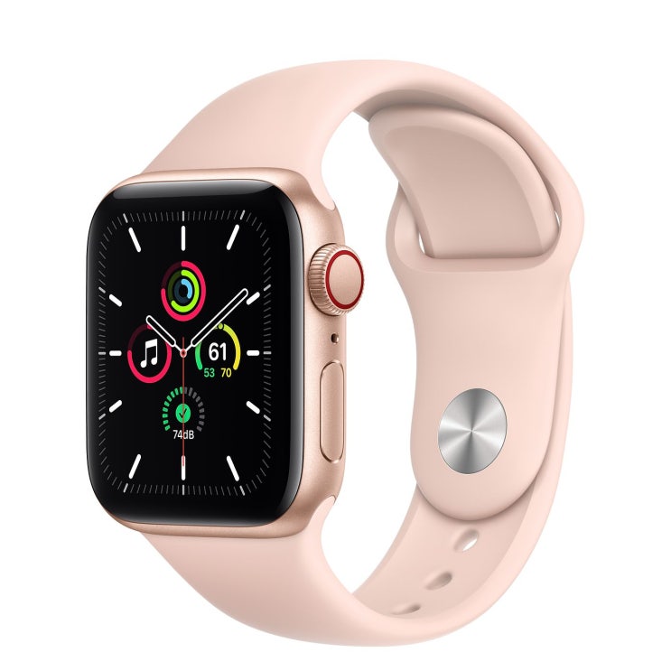 Apple 2020년 애플워치 SE GPS + 셀룰러 40mm 레귤러, 골드 알루미늄(케이스), 핑크샌드(스포츠 밴드)