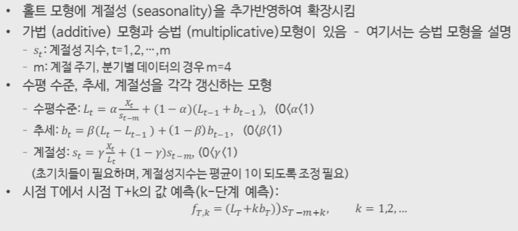 시계열 평활기법(계절성 고려 모형)