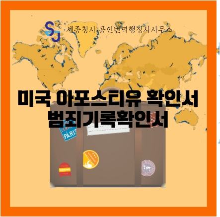  세종시 번역공증/인증_미국  아포스티유확인서 및 범죄기록확인서 번역_세종시 영어번역 유학 취업 입시 기업 법률 서류번역