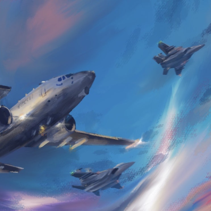 피스아이 조기경보기와 F-15K 전투기의 비행