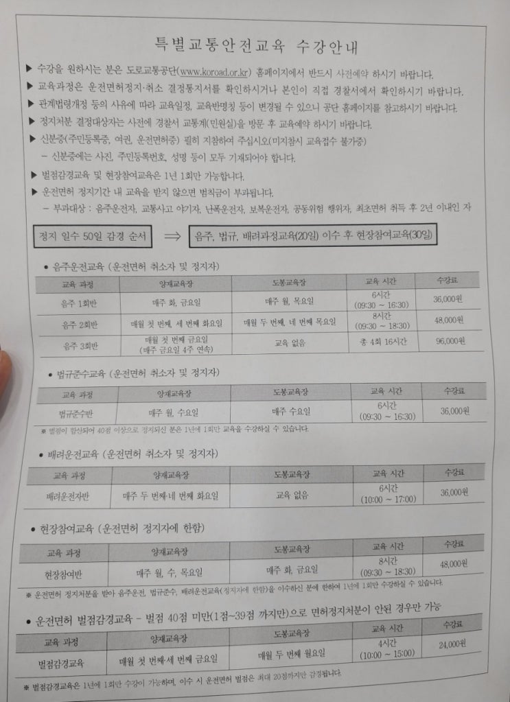  도로교통공단 특별안전교육 수강