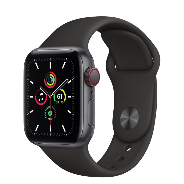  Apple 2020년 애플워치 SE GPS + 셀룰러 40mm 레귤러, 스페이스 그레이 알루미늄(케이스), 블랙(스포츠 밴드)