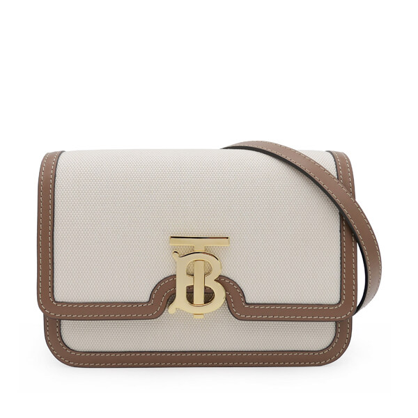 [Burberry]Small Two-tone Canvas and Leather TB Bag 8014640 SM TB