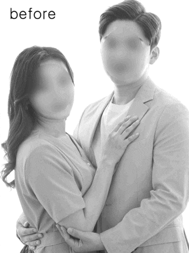  [기본보정] 냥포토 웨딩사진보정업체 - 신랑 & 신부 얼굴 라인 및 피부톤 정리, 목 늘리기 등
