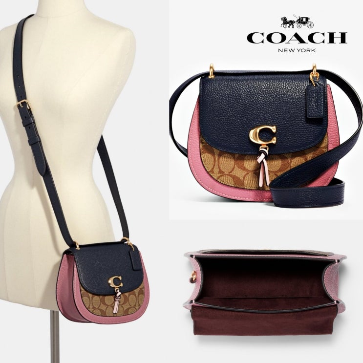  코치 레미 세들백 컬러블록 시그니처캔버스 2316 Remi Saddle Bag